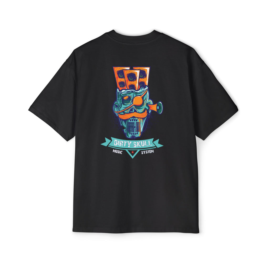 Music Is Life Tee — Retro Speaker Skull Graphic Oversized T‑Shirt