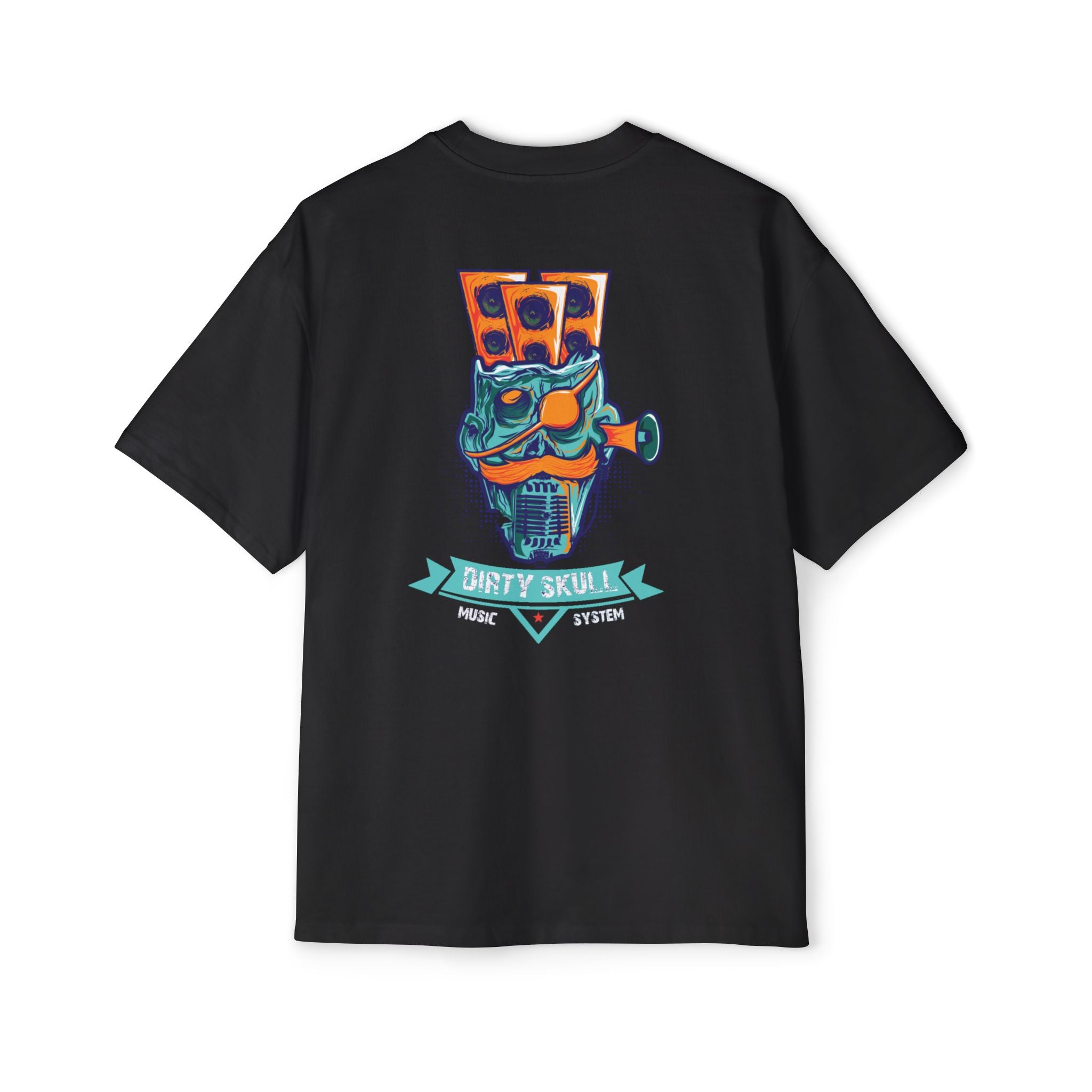 Music Is Life Tee — Retro Speaker Skull Graphic Oversized T‑Shirt