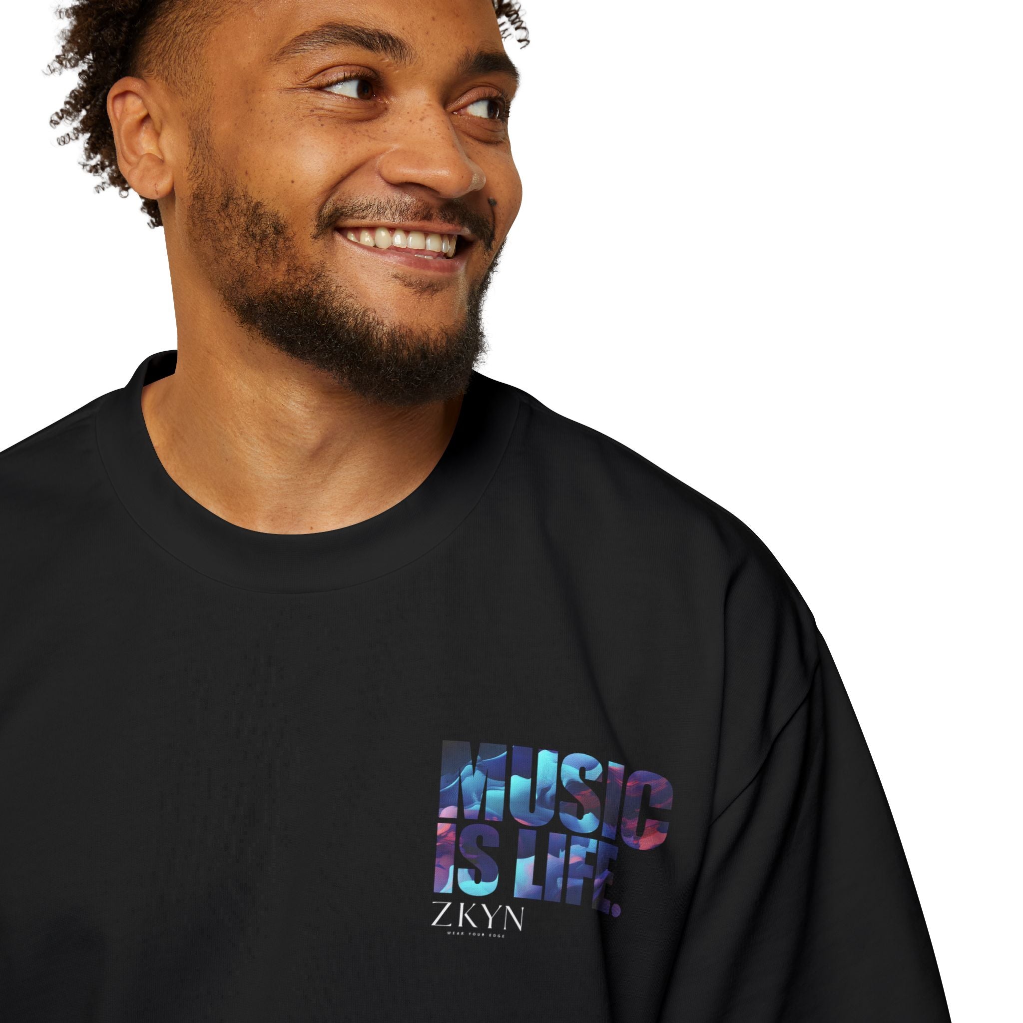 Music Is Life Tee — Retro Speaker Skull Graphic Oversized T‑Shirt