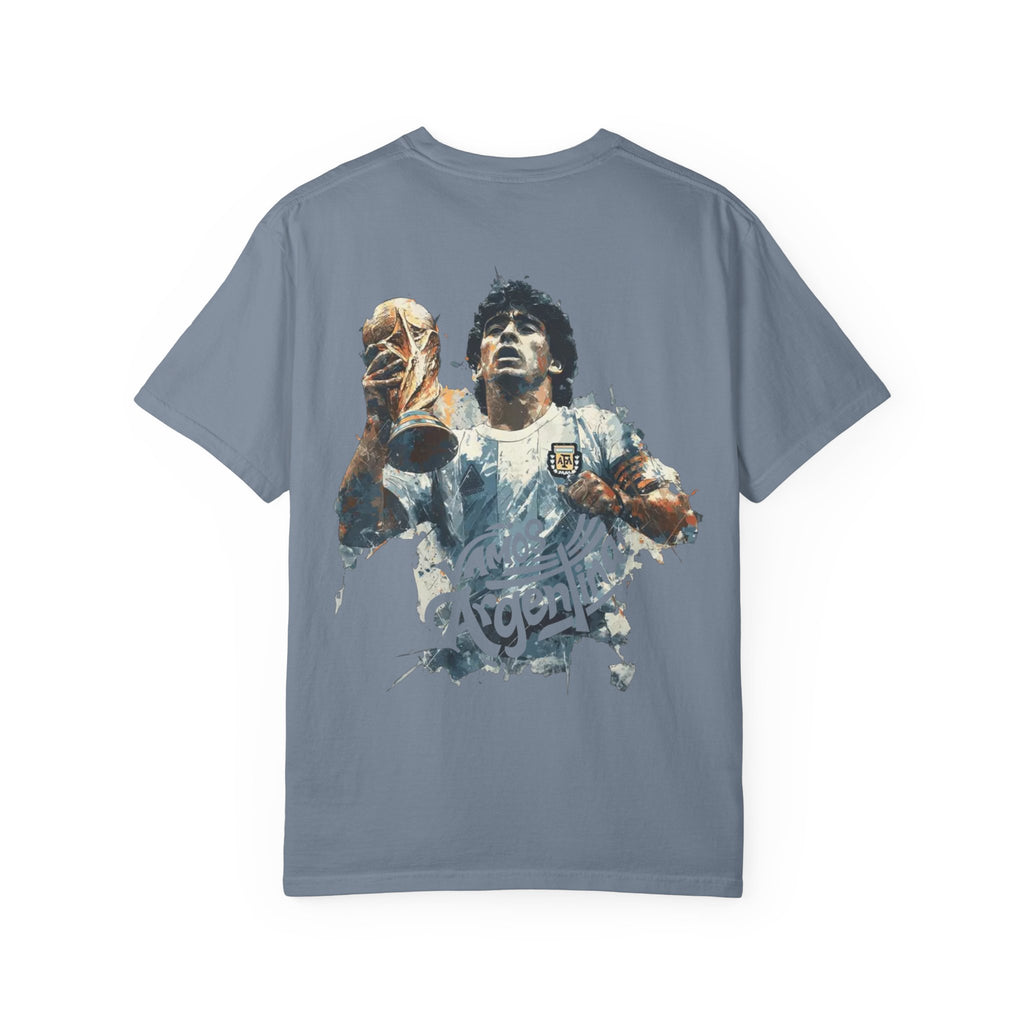 Argentina World Cup Soccer T‑Shirt — Diego Maradona Holding Trophy Graphic Tee