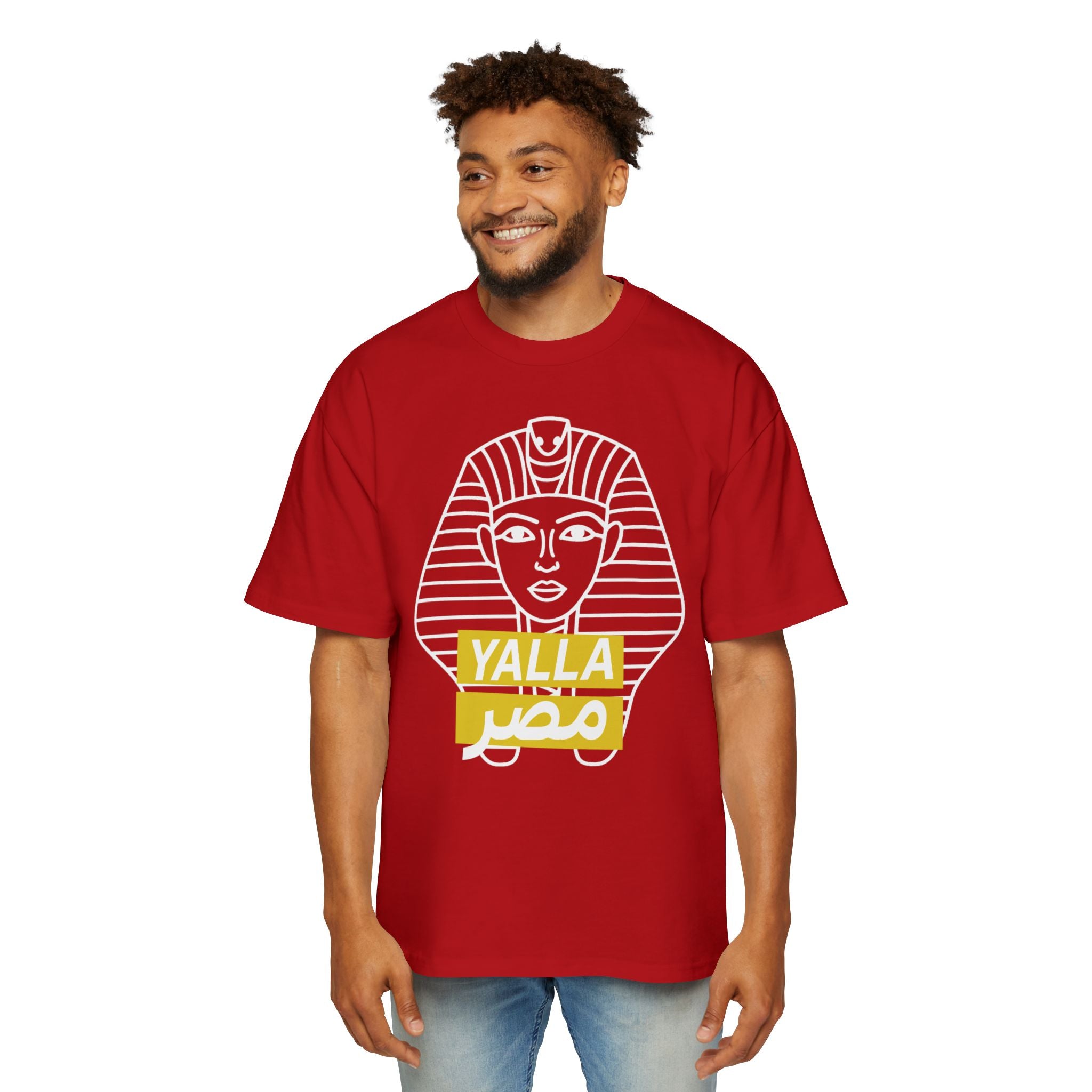 Yalla مصر Graphic Tee — Yellow Arabic Script Men's Oversized T-Shirt