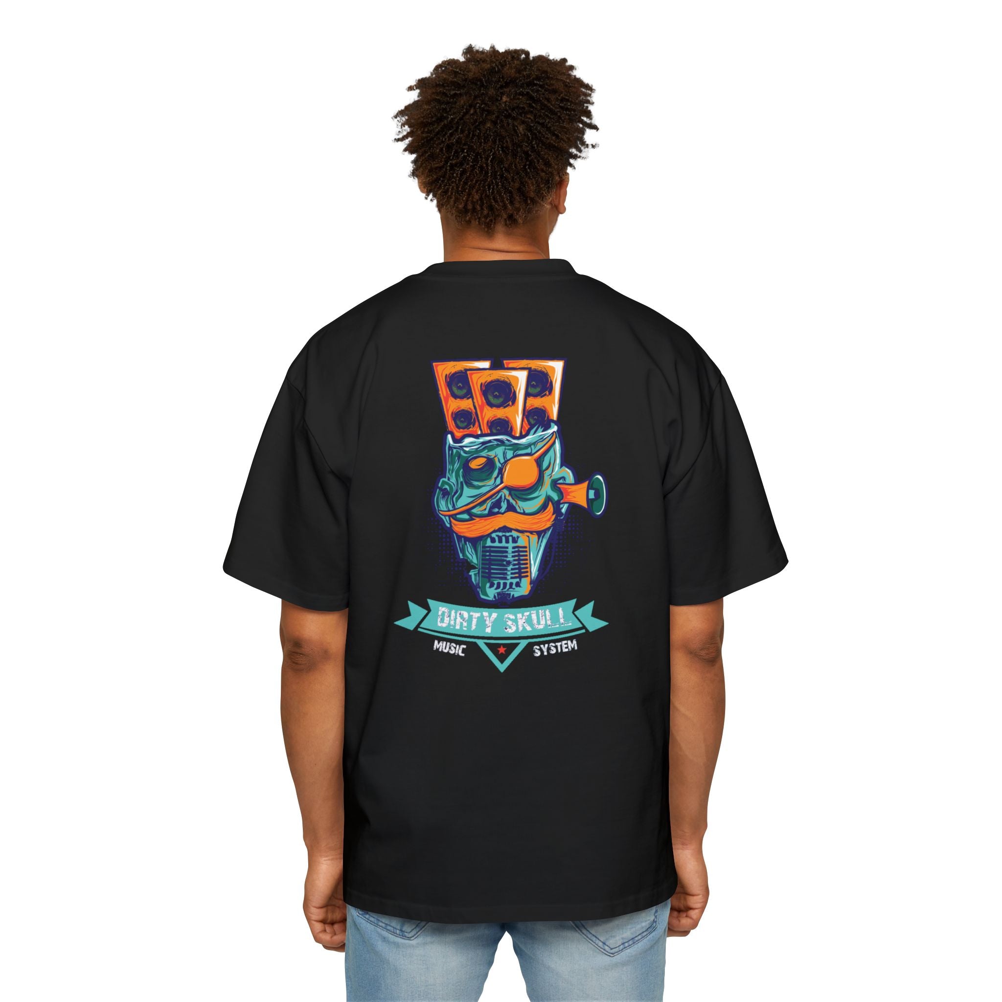 Music Is Life Tee — Retro Speaker Skull Graphic Oversized T‑Shirt